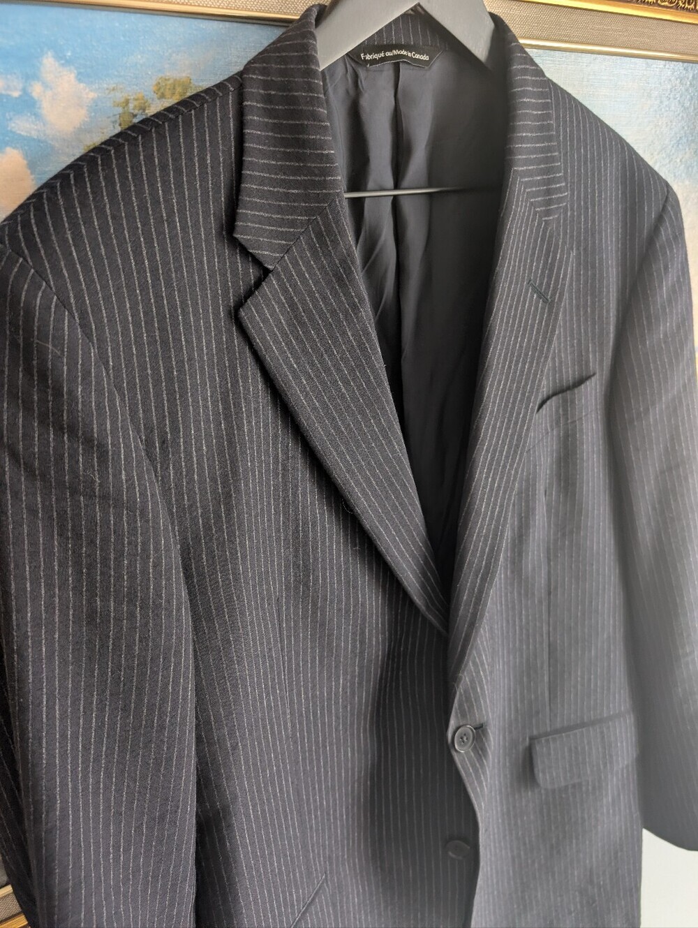 Coppley Pinstripe Wool Blazer - Black with Gray Stripes
